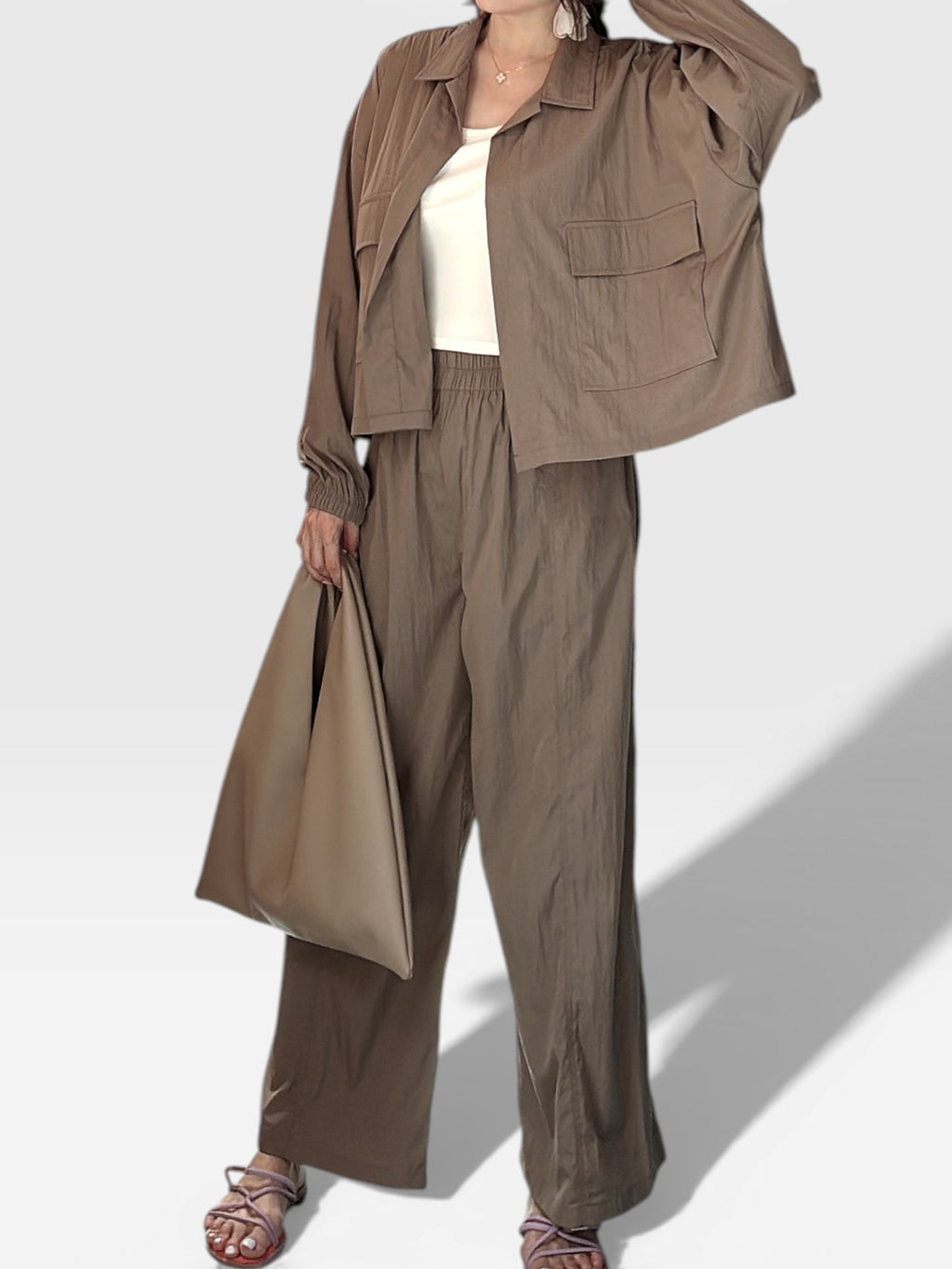 Semi Wide Daily Pants - Khaki Brown
