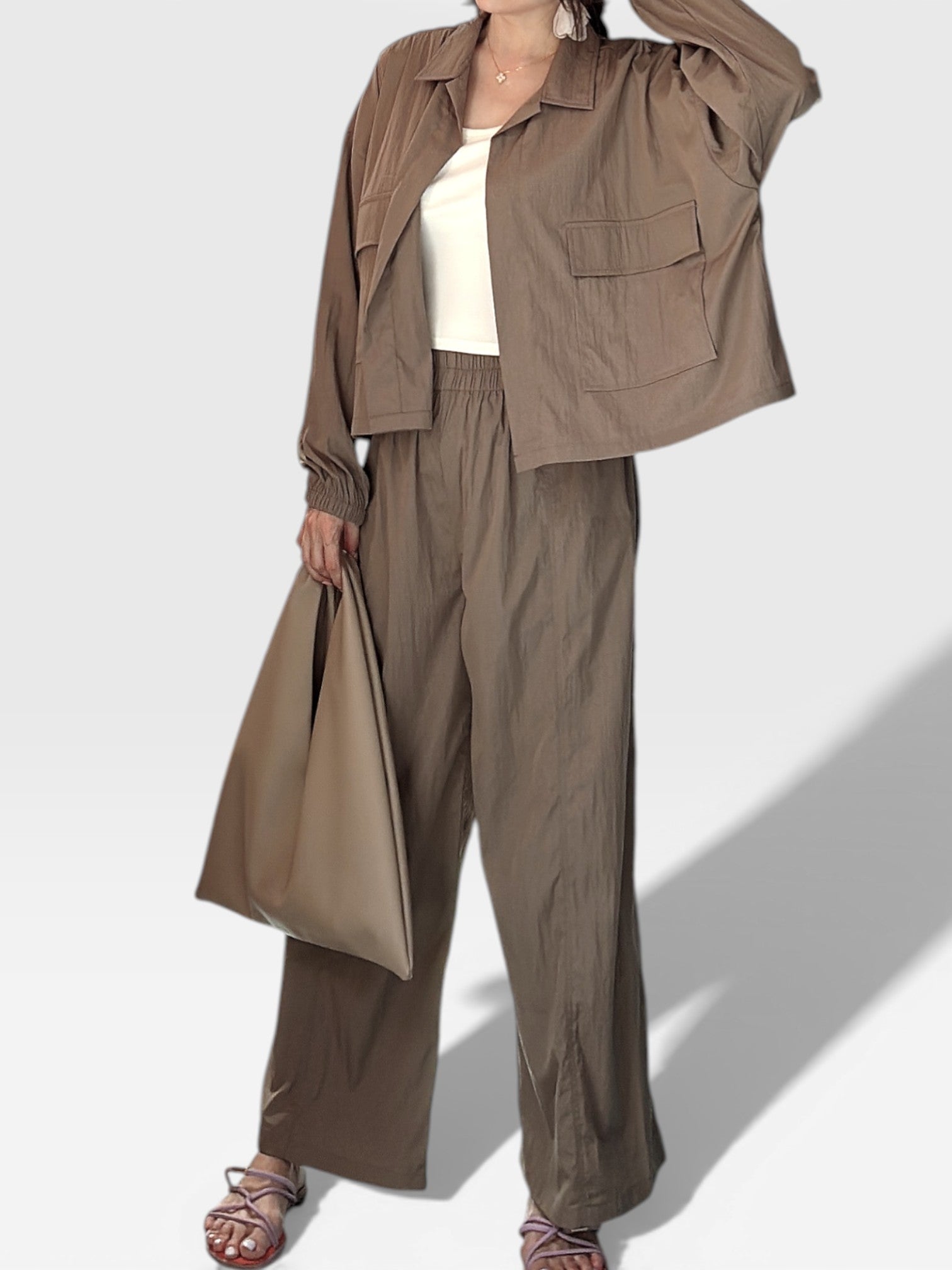 Semi Wide Daily Pants - Khaki Brown