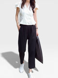 Rie Signature Semi Baggy Pants - Black