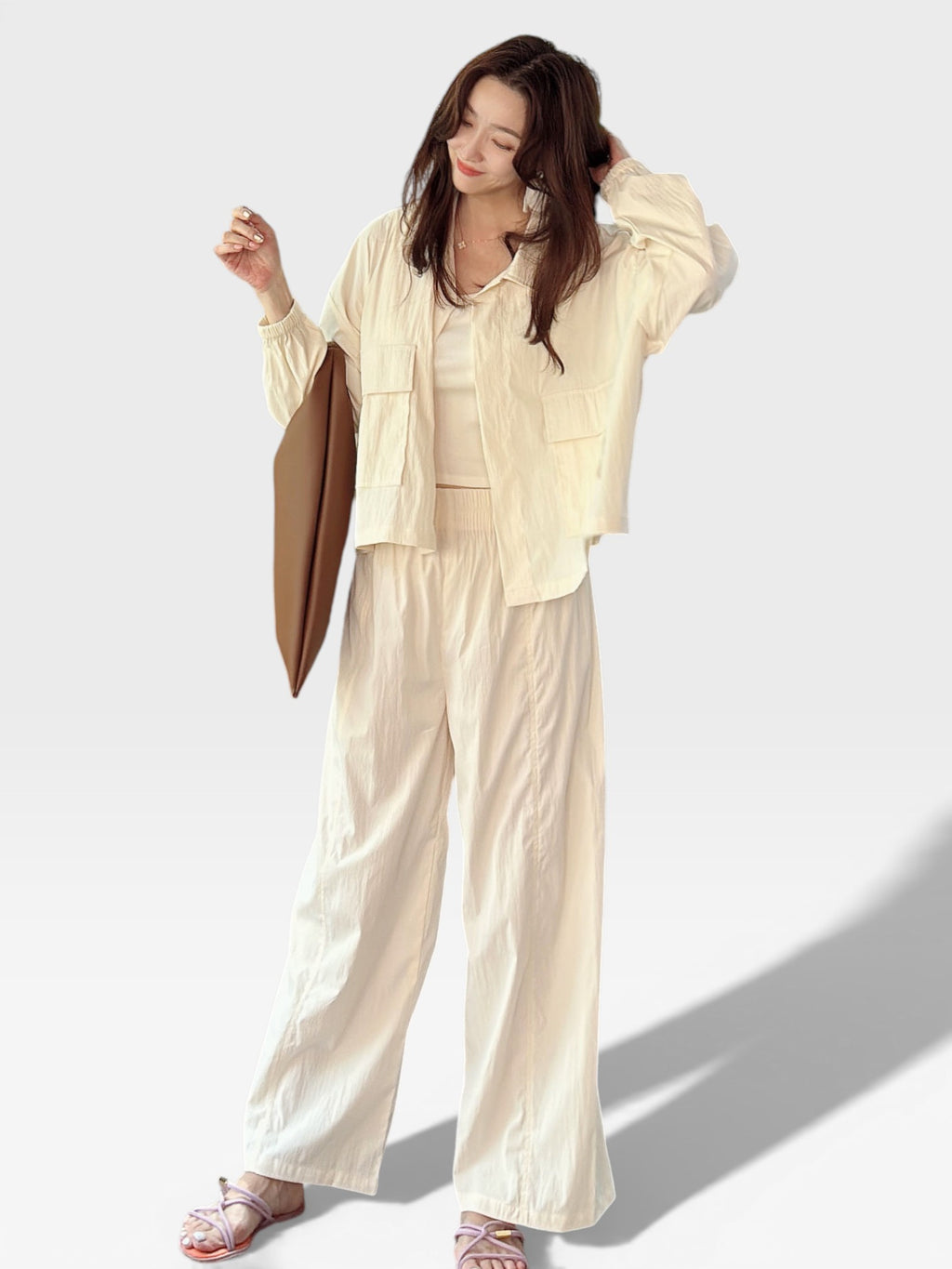 Semi Wide Daily Pants - Cream