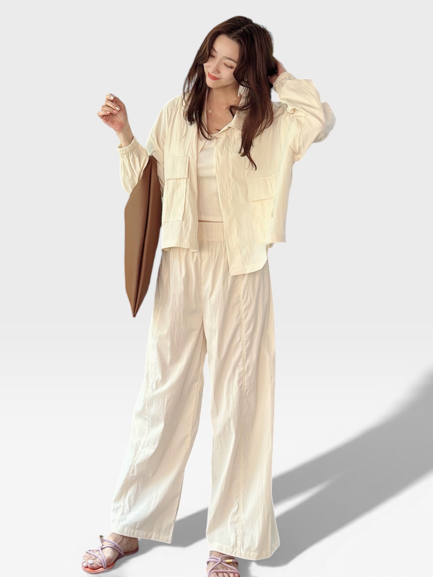 Semi Wide Daily Pants - Cream