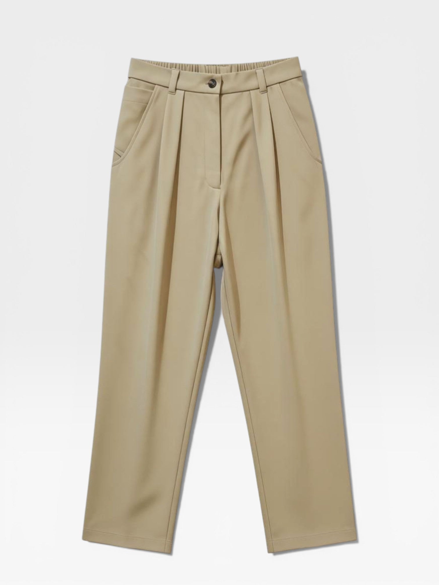 Rie Signature Semi Baggy Pants - Beige