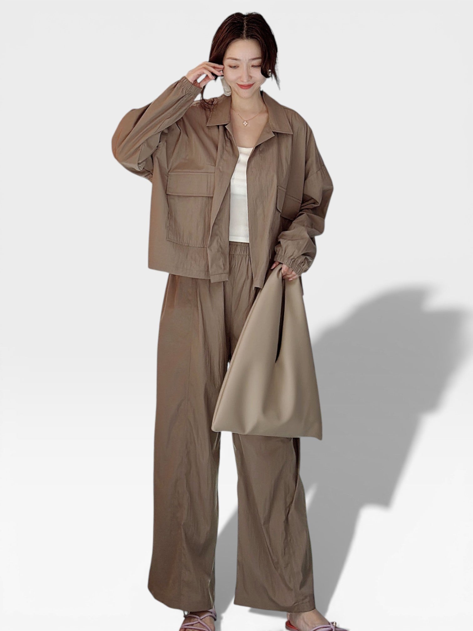 Semi Wide Daily Pants - Khaki Brown