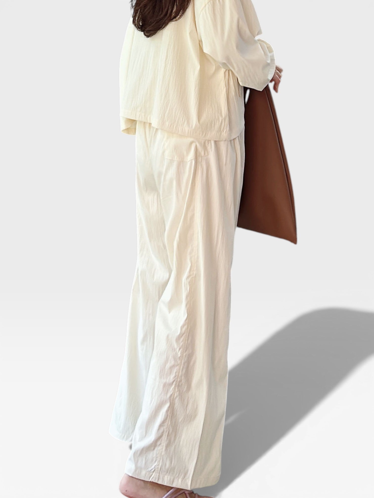 Semi Wide Daily Pants - Cream